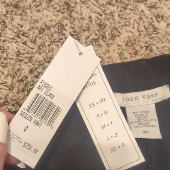 Joan Vass black sparkly sequin high rise tapered leg pant - Picture 9 of 10